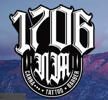 1706 cannabis, tattoo, & barbershop logo