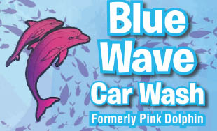 blue wave car wash (formerly pink dolphin car wash) logo
