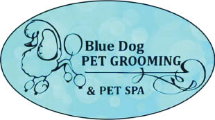 blue dog pet grooming logo