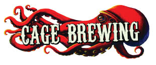 cage brewing & kraken joe's pizza logo