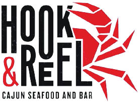 hook & reel cajun seafood - shelby logo