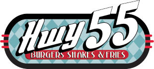 hwy 55 burgers shakes and fries logo
