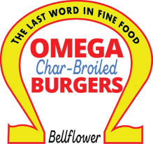omega burgers bellflower logo