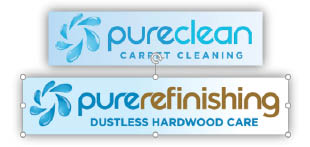 pureclean carpet cleaning/purerefinishing dustless hardwood care logo