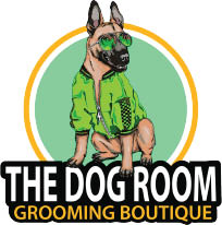 the dog room grooming boutique logo