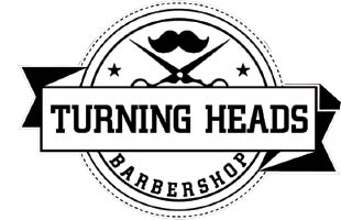 turning heads barber shop logo
