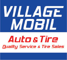 village mobil auto and tire logo