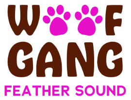 woof gang bakery - feather sound logo
