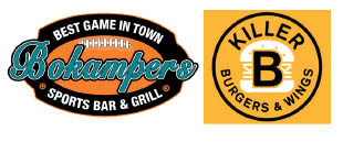 bokamper's sports bar & grill - killer b burgers & logo