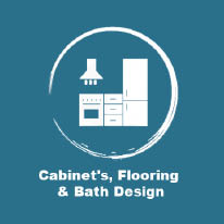 cabinet, flooring & bath design logo