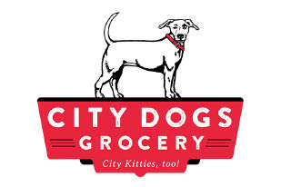 city dogs grocery logo