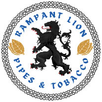rampant lion pipes and tobacco logo