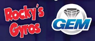 rocky's gyros/gem gaming-berkeley logo